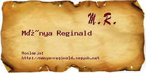 Mánya Reginald névjegykártya